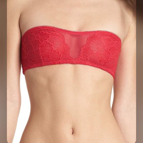 S 🔖 FREE PEOPLE Raspberry Red Pink Malinda Bandeau Bra OB762256A $28 - Picture 6 of 9